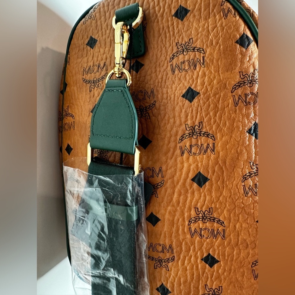MCM Cognac and Forest Green Duffel Bag - Picture 5 of 17